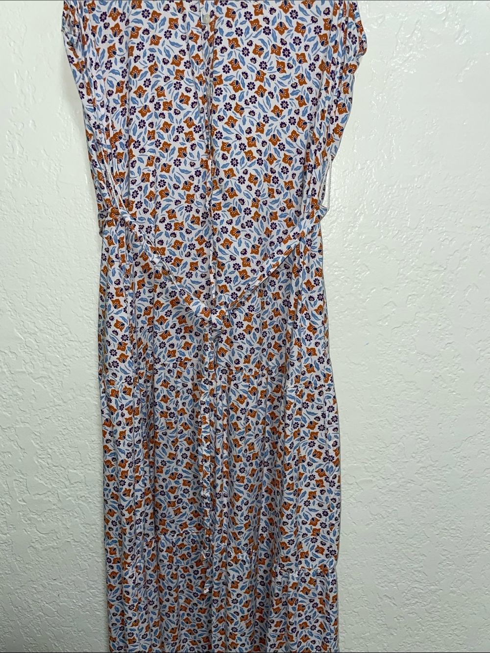 croft & barrow White Maxi Dress with Blue and Brown Floral Print - Picture 3 of 12